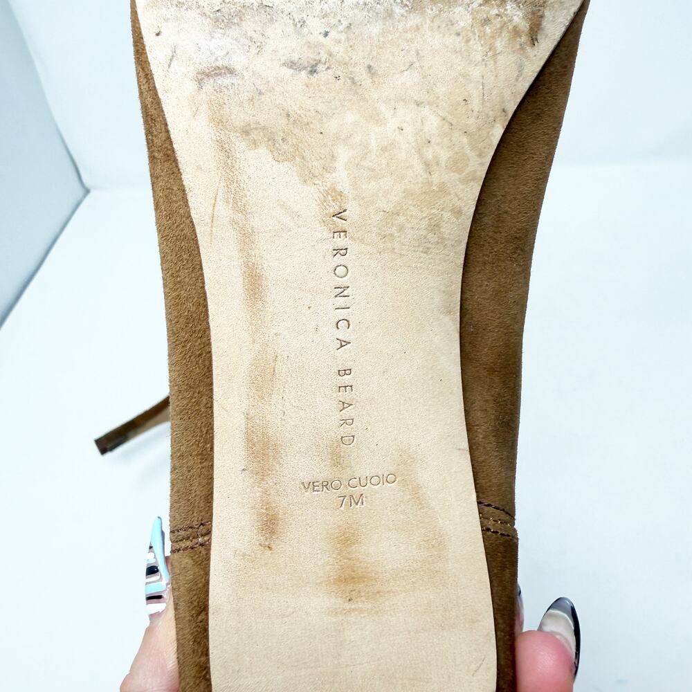Veronica Beard Tan Suede Pointy Toe Stiletto Booties Women's Size 7 EUC Pull On - Picture 7 of 8